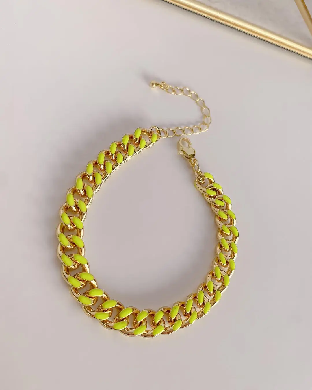 

5PCS, Colorful Jewelry Neon Color Enamel Curb Link Chain Women Bracelet Crystal Zircon Rosary Chain Bracelet Summer Jewelry