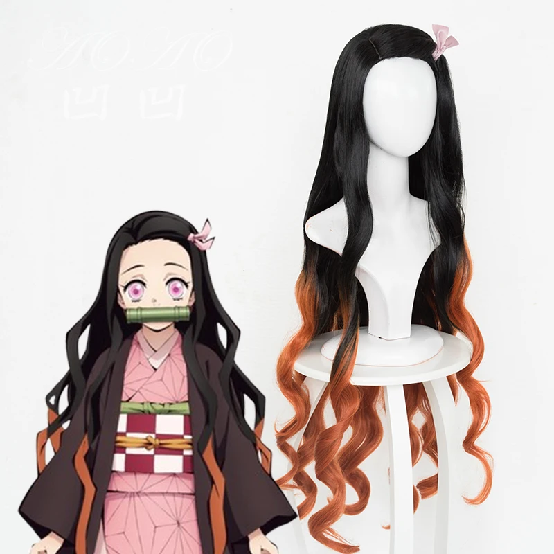 100 см/39 &quotАниме демон убийца: Kimetsu без Yaiba камадо Nezuko cos длинные волосы черного