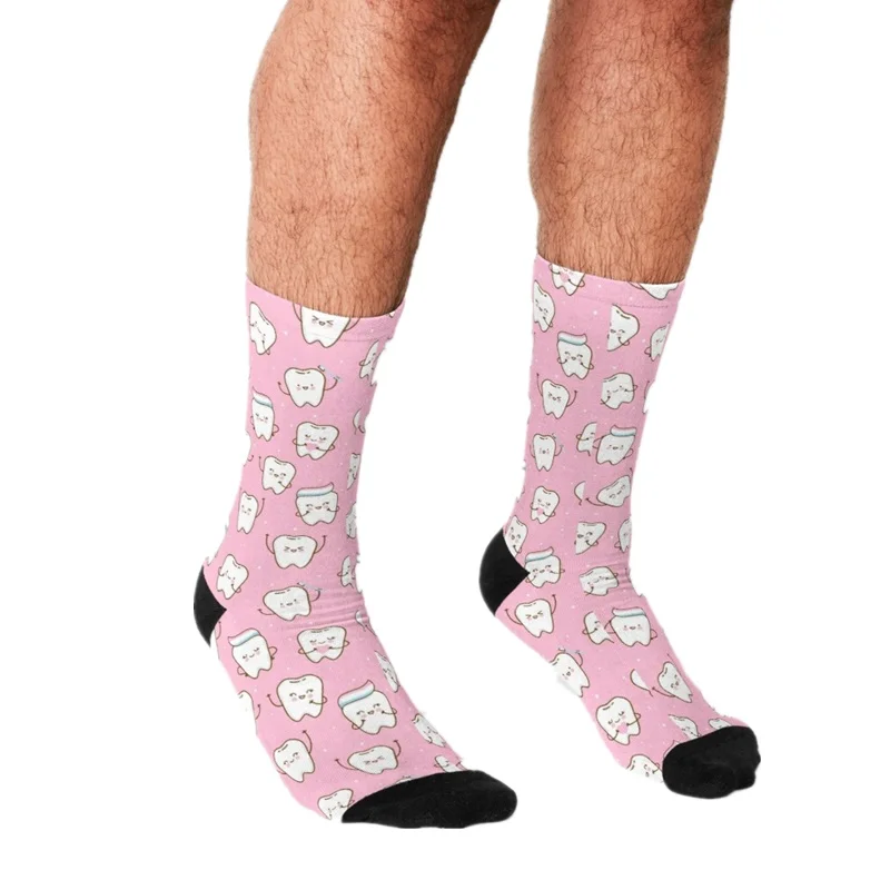 

funny Socks Men harajuku Happy Turquoise Teeth Socks Printed Happy hip hop Men Socks Novelty Skateboard Crew Casual Crazy Socks