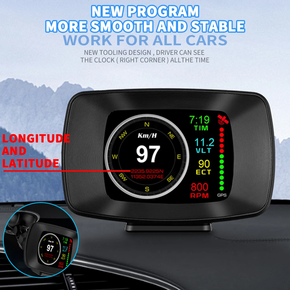 

Mayitr 1 компл. P13 автомобильный проекционный дисплей Smart Digital GPS измеритель скорости напряжения воды температуры и будильника запчасти