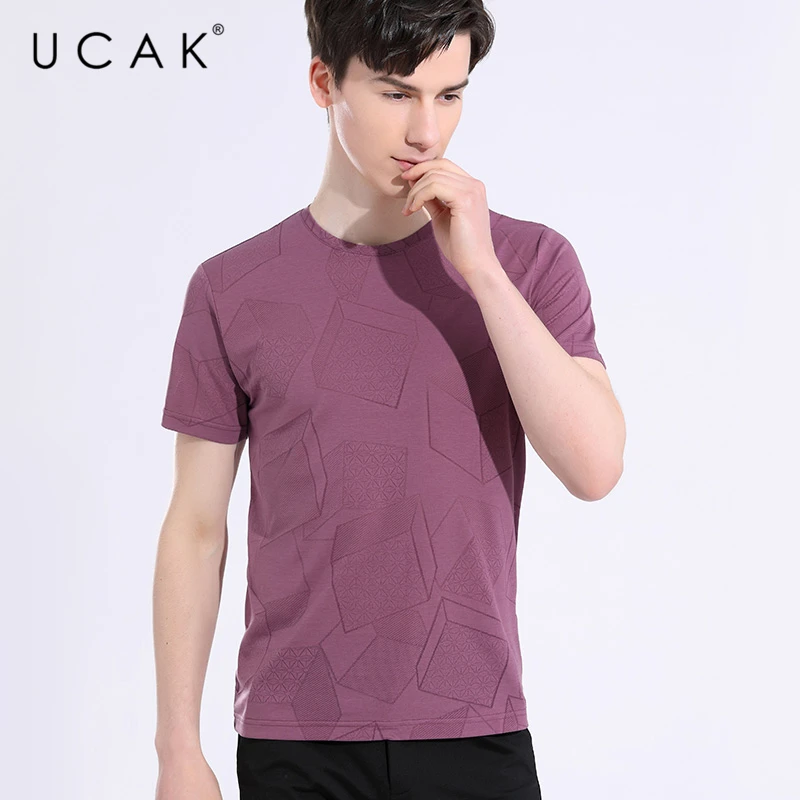 

UCAK Brand Classic O-Neck Silk Short Sleeve T Shirt Men Clothes Summer NEW Arrivals Streetwear Casual Tshirt Male Homme U5630