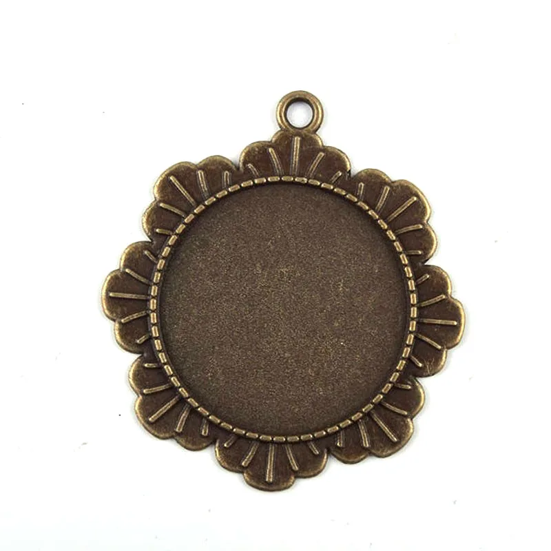 

Antique Bronze Round Cabochon Setting Pendant Trays Blanks Bezel Inner 30mm Women ewelry Findings Accessories Wholesale