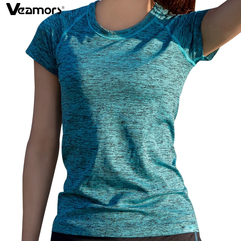 

VEAMORS Women Quick Dry Sports Yoga Shirt, Short Sleeve Breathable Exercises Yoga Tops, Gym Running Fitness T-Shirts Sportswear
