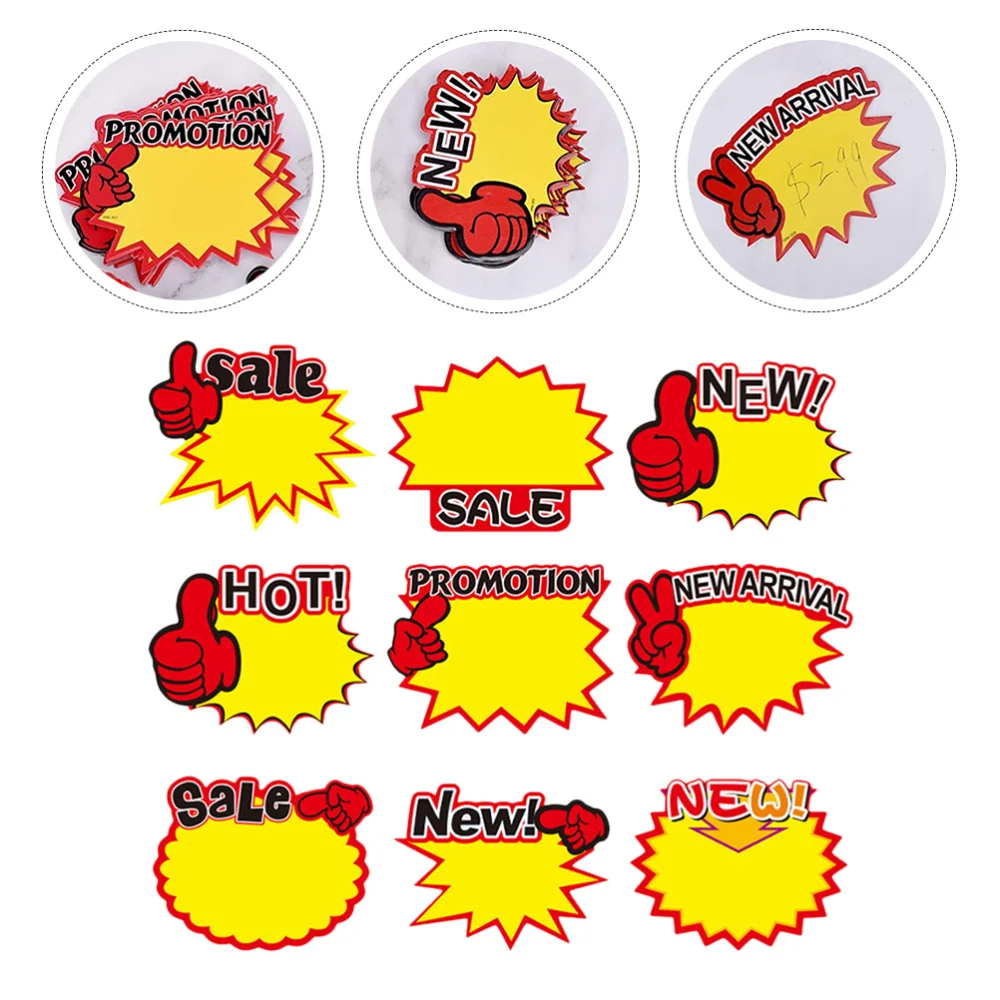 

100pcs Commodity Price Signs Starburst Sale Signs Market Promotional Tags