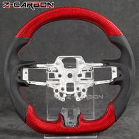 red carbon fiber steering wheel perforated leather for ford mustang 2018 2019 volante esportivo
