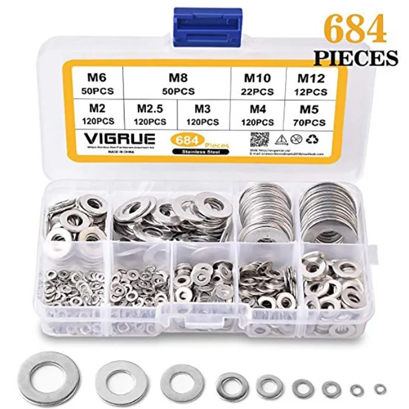 Плоская прокладка подходит для шайбы круглого типа из нержавеющей стали 304 M2 5 M3 M4