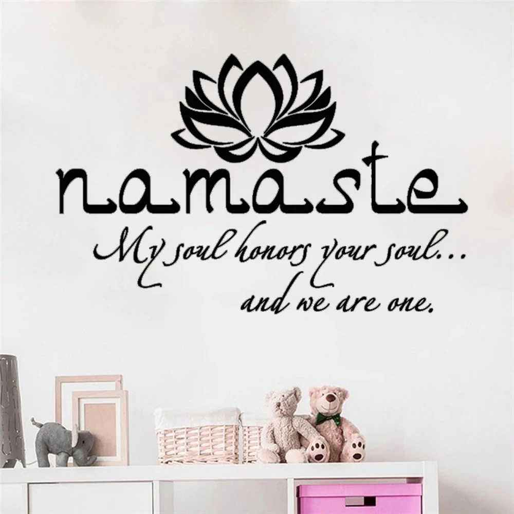

Namaste Quotes Wall Decals Removable Vinyl Buddha Lotus Flower Decoration Poster Bedroom Yoga Studio Stickers Murals HJ0566