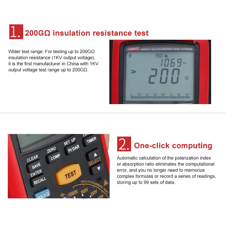 Ручной тестер сопротивления изоляции UNI T UT505A реальное эффективное значение