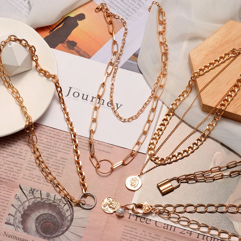 Винтажное многослойное ожерелье-цепочка с подвеской в виде Круга для женщин