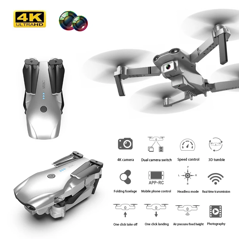 

4K HD WIFI Dual Camera Aerial Photography Mini Drones Folding Remote Control Helicopter Professional FPV RC Drone Kids Toy Gift