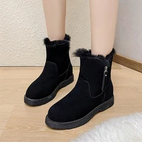 womens autumn and winter boots 2022 thick short plush warm snow boots womens short tube cotton shoes low heel flat ankle boots