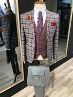 custom made mens suit 2020 vintage plaid formal best man suits groom wear tweed tuxedos 3 pieces suits jacketpantsvest