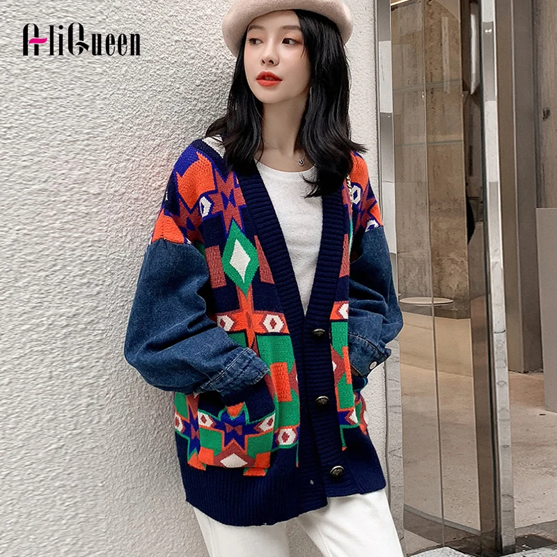 Осень 2019 женский кардиган свитер с v-образным вырезом Свободное пальто зимнее