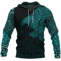 new viking totem hoodie raven tattoo blue 3d printed mens zipper hoodie unisex fashion casual sweatshirt dyi280