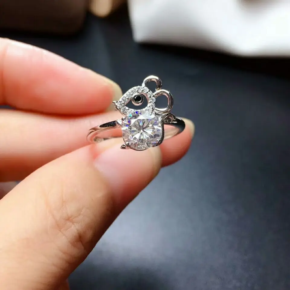 MeiBaPJ 1 Carat D Color Real Moissanite Mouse Jewelry Set 925 Solid Silver Necklace Earrings Ring Wedding for Women | Украшения и