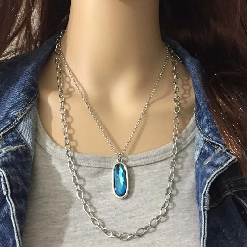 Anslow Модная бижутерия цепь Короткий кристалл кулон ожерелье свадебное