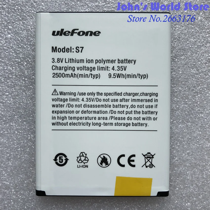 100% Новые оригинальные запасные части Ulefone S7 2500 мАч запасная батарея для смартфона