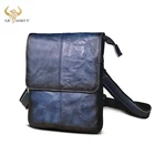 Винтажная синяя оригинальная кожаная многофункциональная дорожная сумка через плечо 8 дюймов, тонкая сумка-мессенджер, поясная сумка 8713