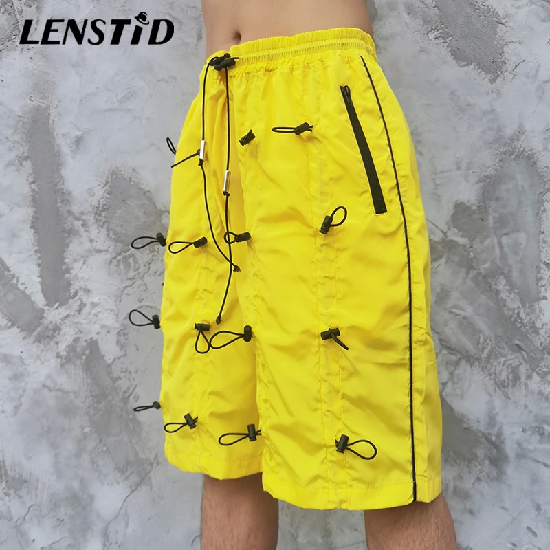 Мужские пляжные шорты LENSTID уличные хипстерские в стиле хип-хоп на завязках