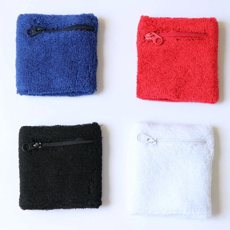 

Zipper Pocket Towel Sports Sweat Wristband Sports Protector Black