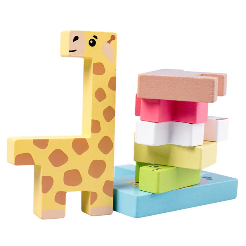 

Creative Animal Building Puzzle Board Game Children Early Learning Eductional Family/Party Colorful Funny Wooden Game