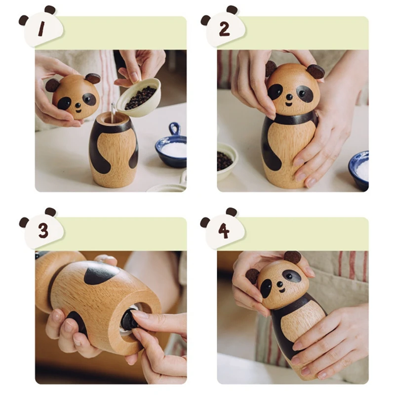 

Panda Salt and Pepper Mill Grinder for Kitchen Freshly Ground Pepper and Salt Kitchen Tools Cute Kitchen Utensils