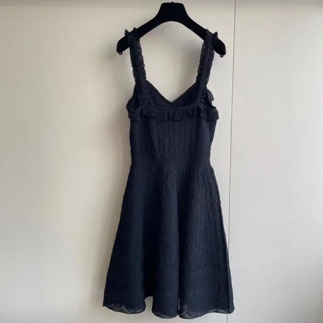 

She Beaty High Quality Vintage Knitted Sweater Dresses Women Luxury Brand Sexy Sleeveless Party Elegant Za Spaghetti Strap Dress