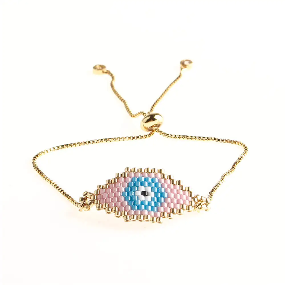 Shinus 10 шт./лот браслет evil eye бусины Miyuki Delica браслеты с кисточкой турецкий глаз Браслеты Mujer Bileklik DIY ручной работы - Окраска металла: MI-B190359A