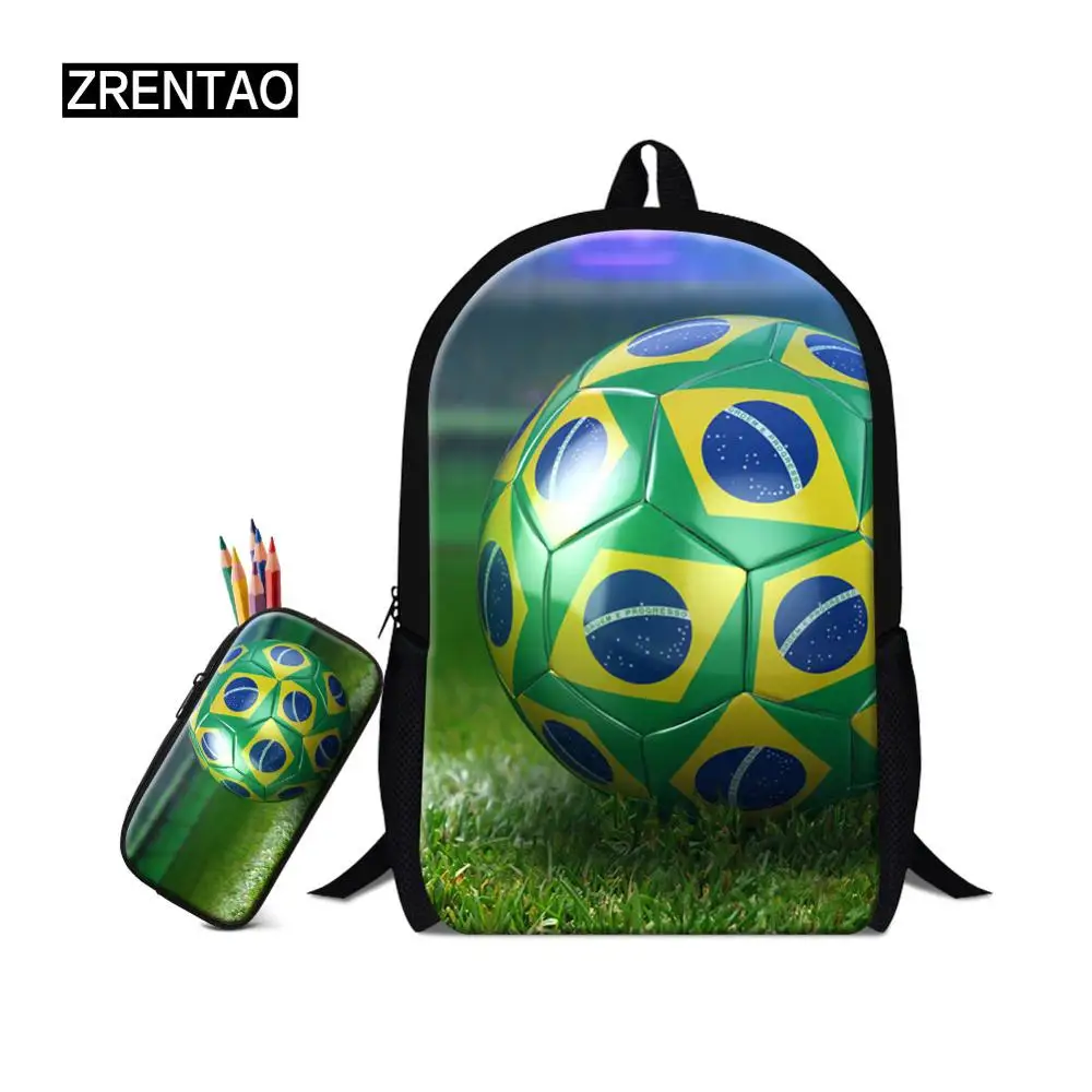 Персонализированные 2 шт школьные комплекты рюкзаков Бразилия Soccersports печать