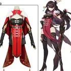 Костюм для косплея Game Genshin Impact, костюм Beidou для косплея, женский черный, красный костюм, рождественское платье, плащ, полный комплект