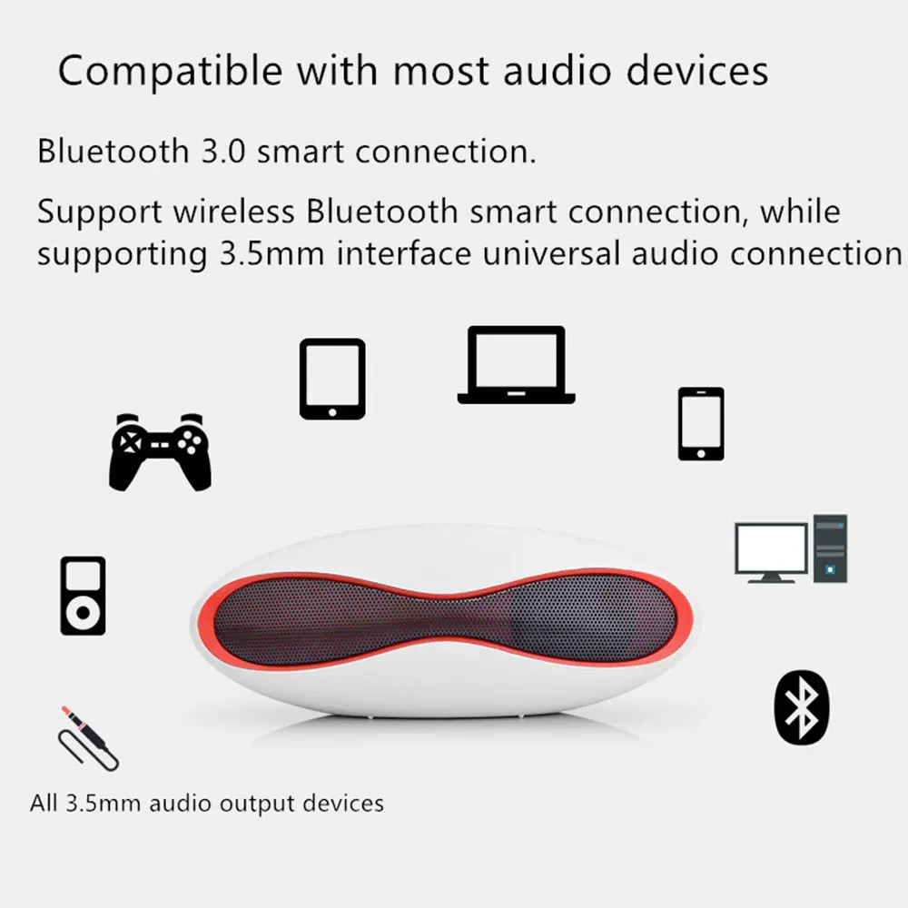 Портативный мини-маслина футбольный динамик с Bluetooth fm-радио TF карта сабвуфер