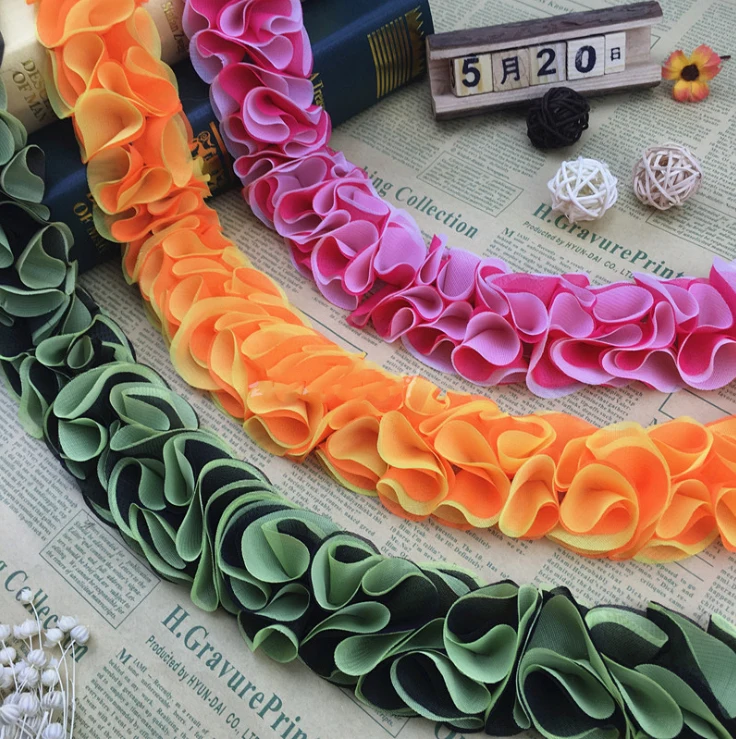 1 ярд темно-синий цветочный 3D шифоновый кластер кружевная отделка свадебное