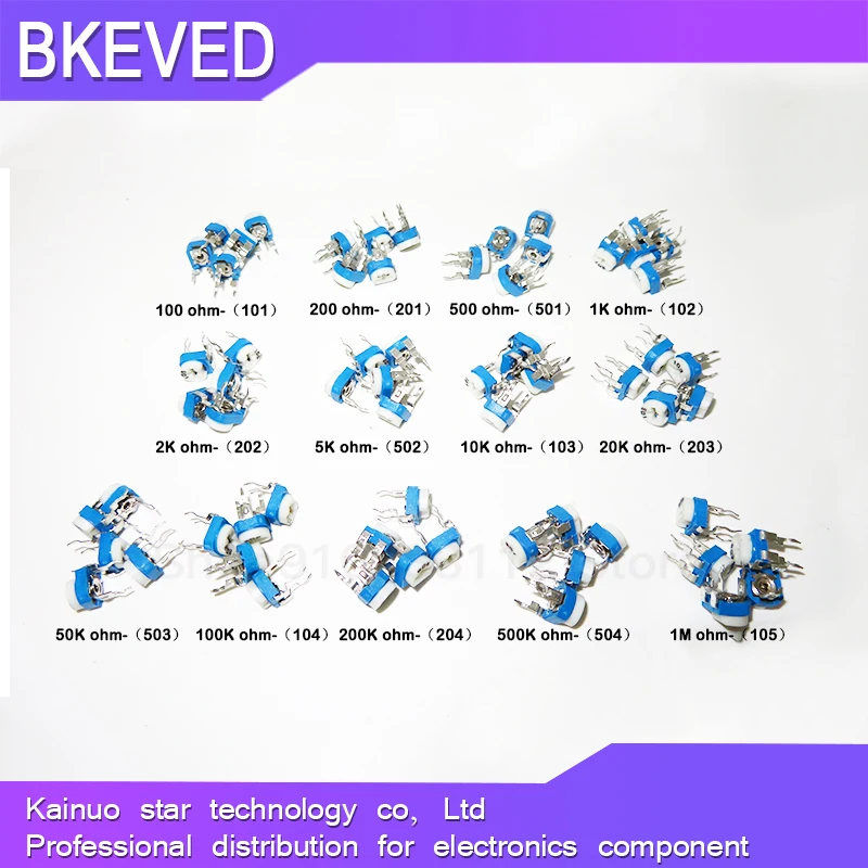 30 шт. RM065 1K 2K 5K 10K 20K 50K 100K 200K 500K 1M 100 200 500 Ом Потенциометр триммер резистор