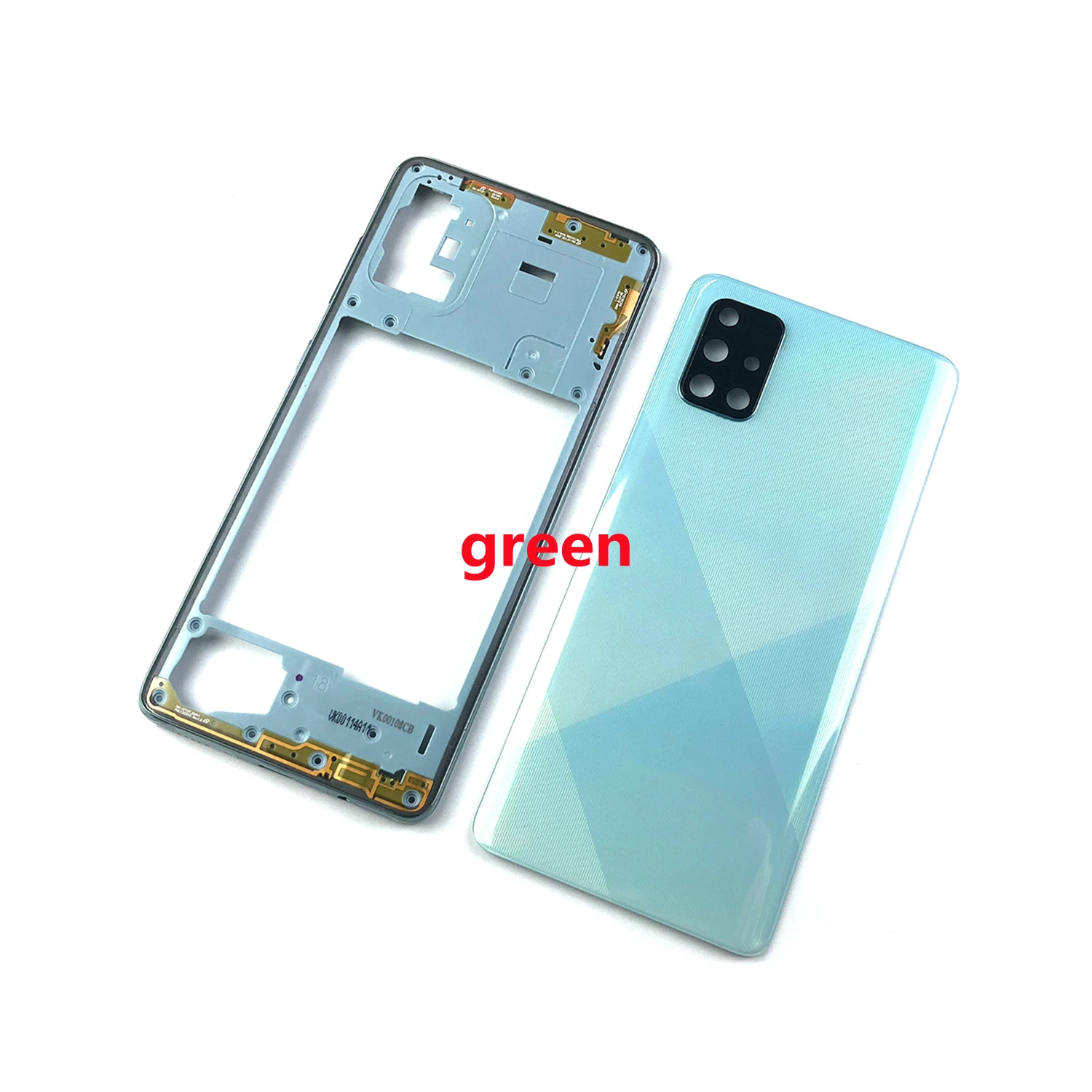 

20pcs For Samsung Galaxy A71 2020 A715 A715F Housing Middle Frame+Battery Back Cover Case Panel Lid Rear Door+ Camera Lens +Logo