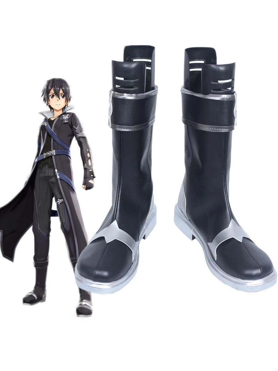 Сапоги для косплея Kirito черные изготовленные на заказ | Тематическая одежда и