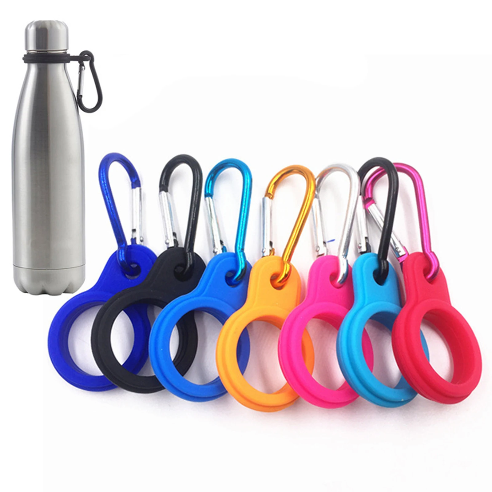 

Premium Silicone Ring Water Bottle Buckle Carabiner Clip Drink Bottle Holder Hook for Traveling Fishing Outdoor Camping Hiking