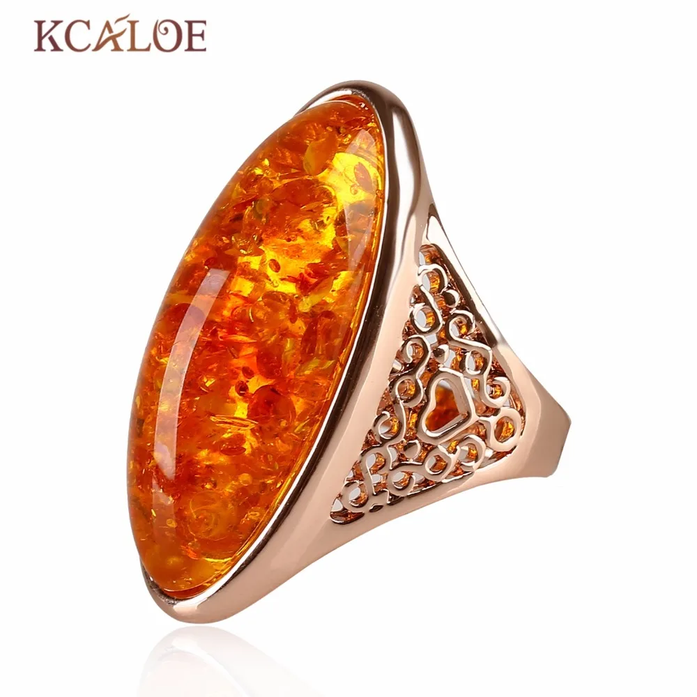 KCALOE Кольца Женские Золотое Кольцо с Большим Камнем