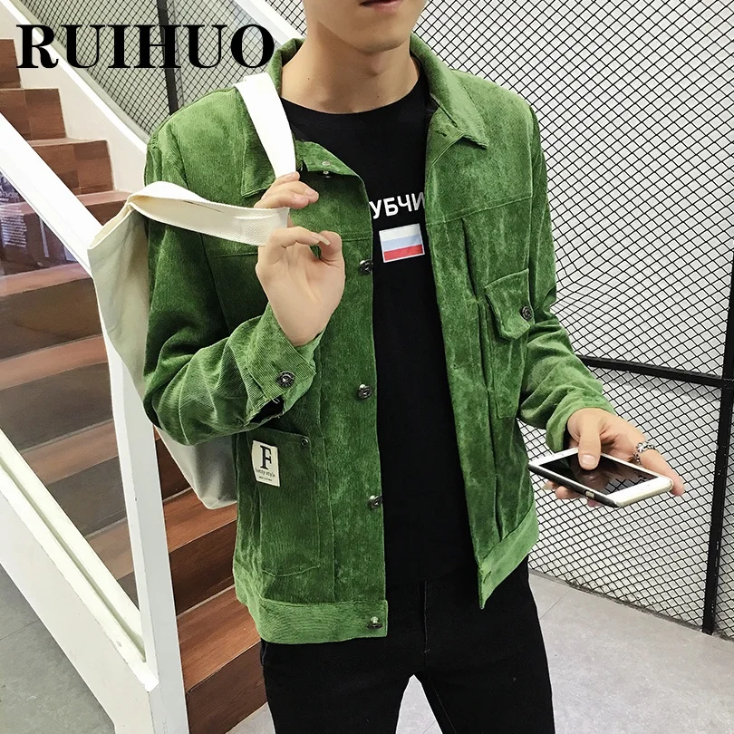 

RUIHUO Corduroy Varsity Jacket Men Coat Japanese Bombers Clothes Korean Windbreaker 5XL Harajuku 2022 Spring New