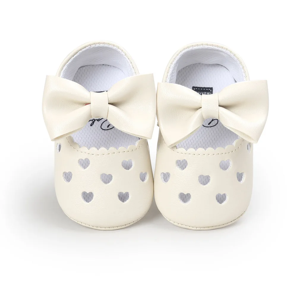 

Pasgeboren Baby Wieg Schoenen Meisje Prinses Mooie Strik Pu Zachte Zool Anti-Slip Ademende Eerste Walker Peuter Mocassins