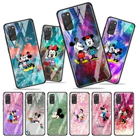 mickey minnie colorful for samsung galaxy s20 fe ultra note 20 s10 lite s9 s8 plus luxury tempered glass phone case cover