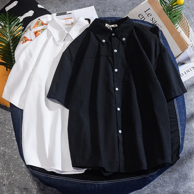 Новая простая белая рубашка RUELK на весну и лето Однотонная с короткими рукавами