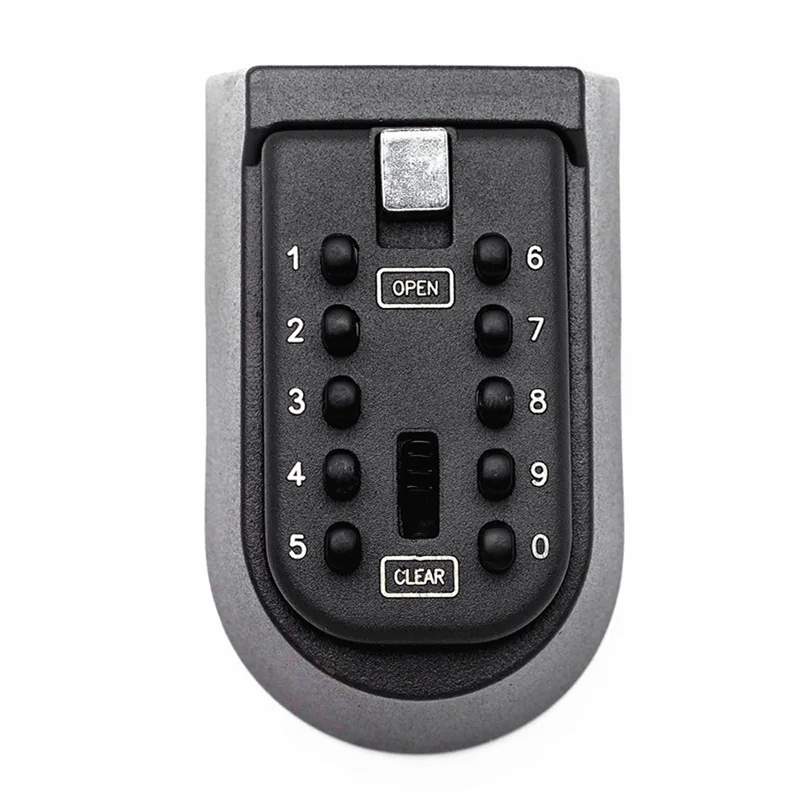 

Wall Mounted Outdoor Key Storage Lock Box 10 Digit Push-Button Combination Password Key Safe Box Resettable Code Key Holder