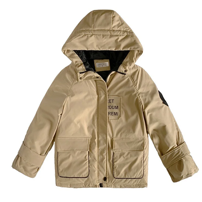 

Warm Jacket Down Cotton Padded Jacket Coat jacket in winter with short jacket loose cotton jacket large cap female