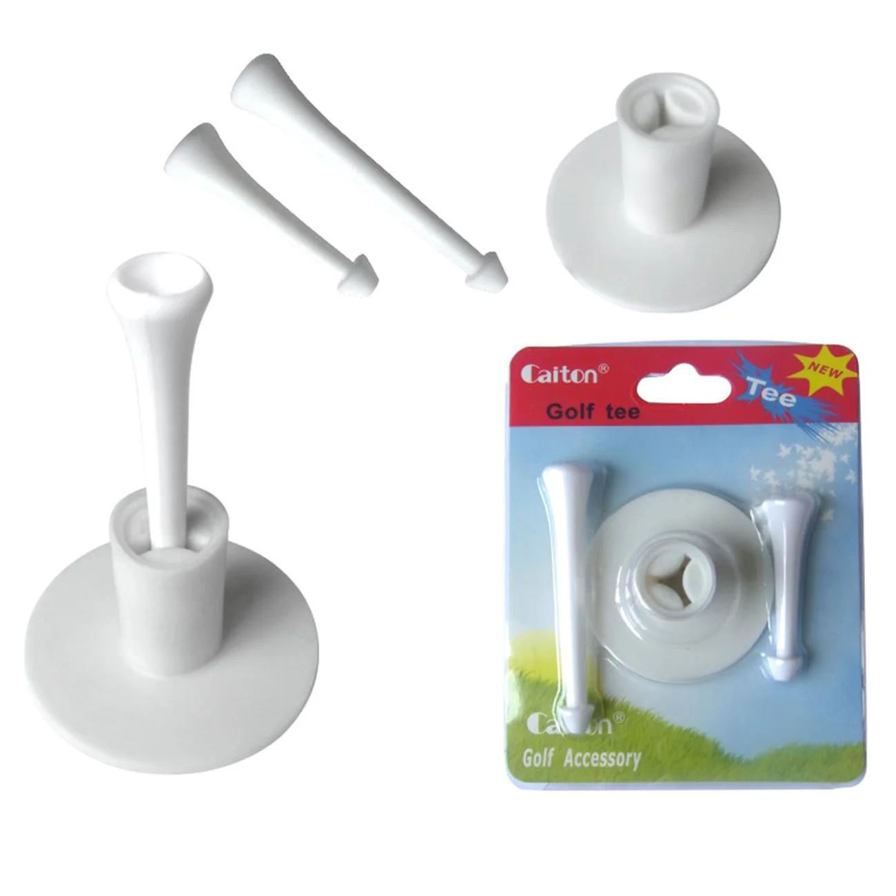 

1 Set Golf Practice Tees with Golf Tee Holder for Indoor Outdoor Driving Range and Practice Mat