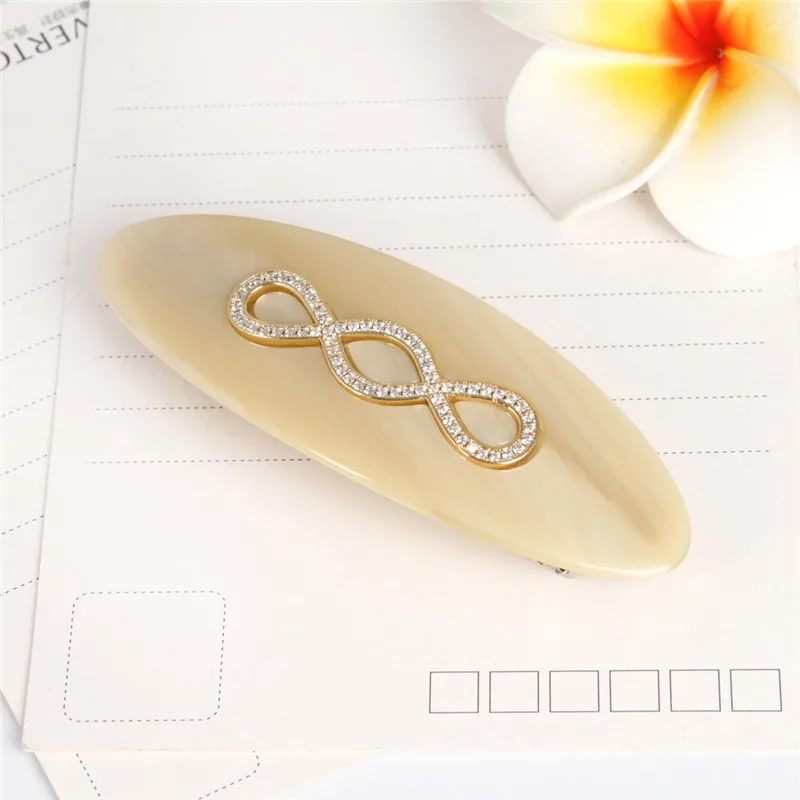 Винтажные заколки для волос зажимы ацетатные овальные с фианитом аксессуары