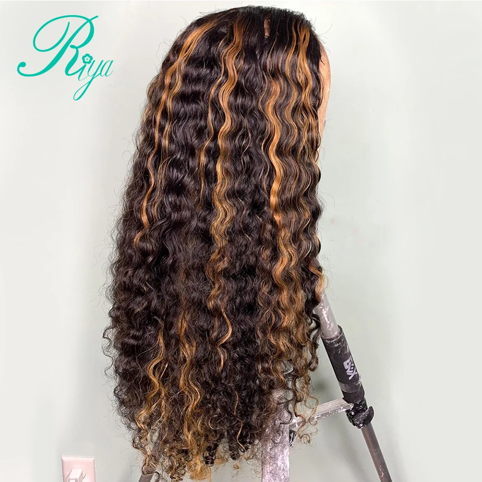 13X4 хайлайтер Омбре цвет вьющийся парик прямые кружевные передние человеческие