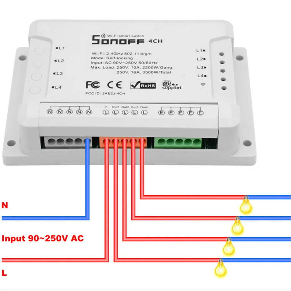 Sonoff 1CH Wifi переключатель/4CH R2/RF мост 433 МГц беспроводной преобразователь сигнала/DW1 датчик двери окна/Sonoff T2 3 позиционный светильник переключатель