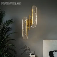 highlight gold led wall lamp nordic plating gold acrylic bedroom bedside wall sconce hallway aisle staircase wall light fixture