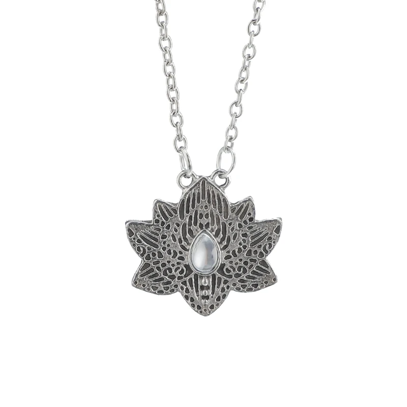 Ретро богемная Стиль лотоса Йога ожерелье с подвеской для женщин Винтаж цепочка