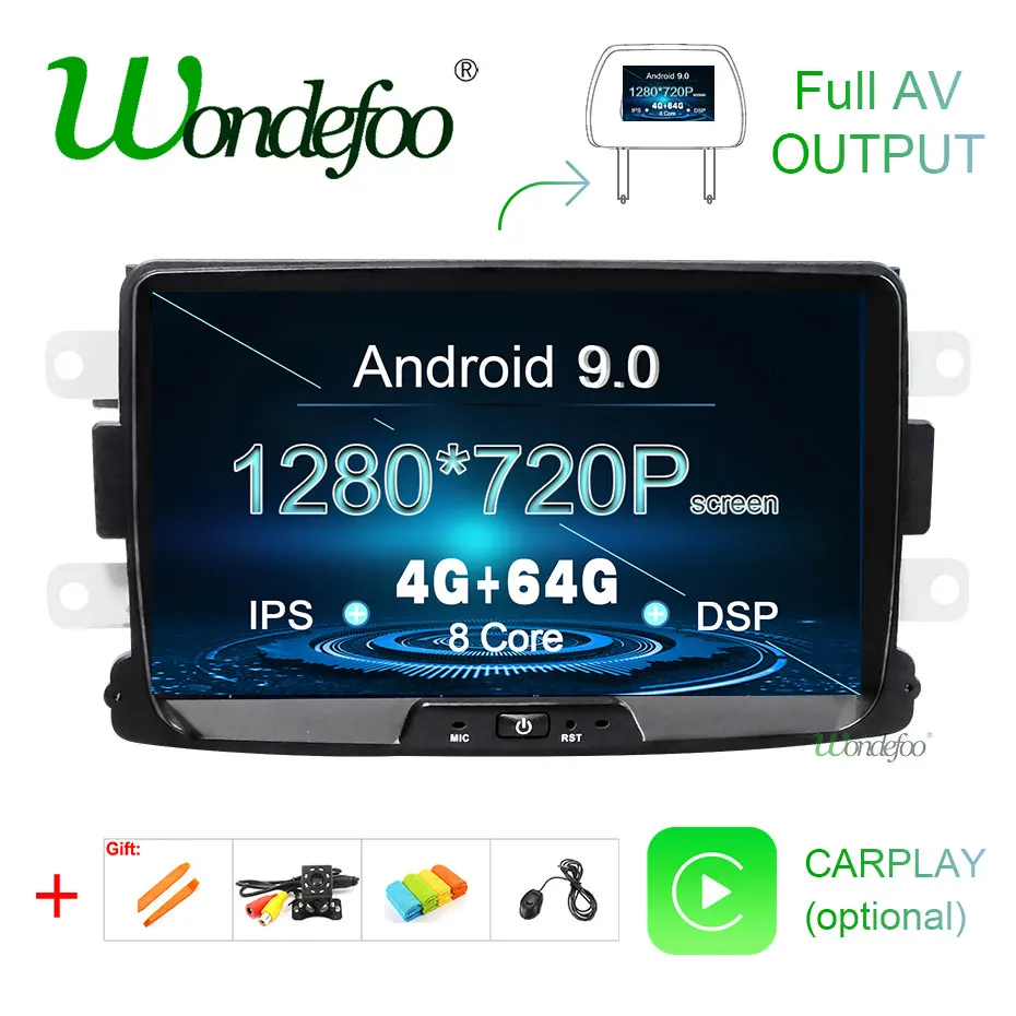 " ips экран DSP 4G 64G Android 9,0 Автомобильный мультимедийный плеер для Dacia Sandero Duster Renault Captur Lada Xray2 Logan 2 gps без dvd